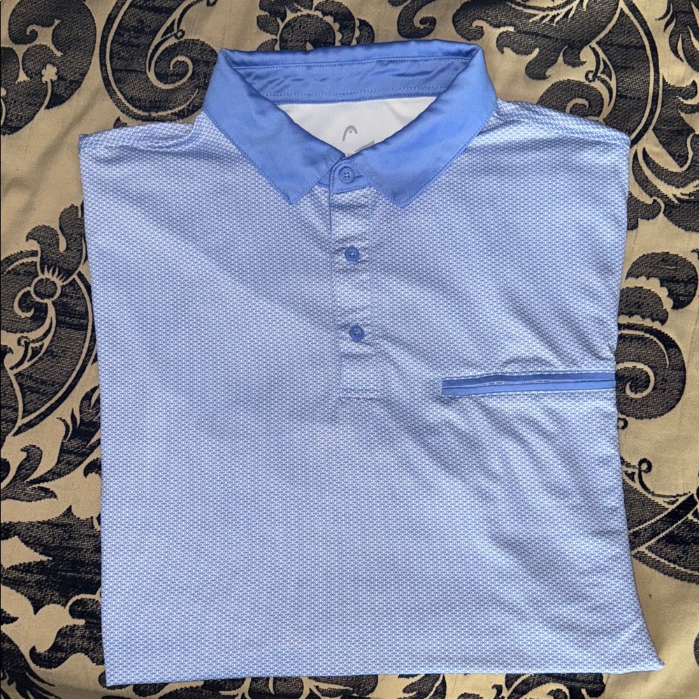 Blue & White Head Gold Polo - Size XL